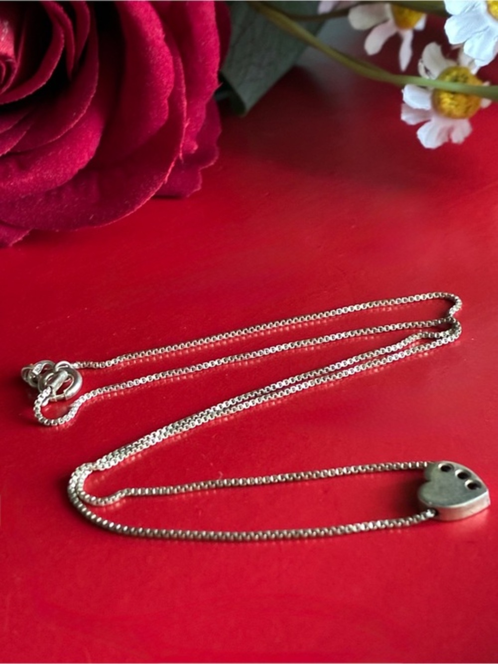 925 Sterling Silver Heart Pendant Necklace - Silver 15”